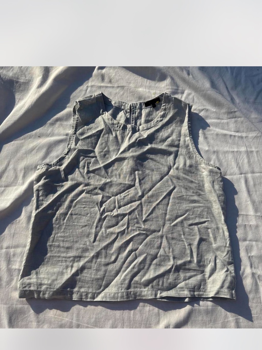 Quince Sleeveless Crewneck Linen Blend Tank Top - Light Gray